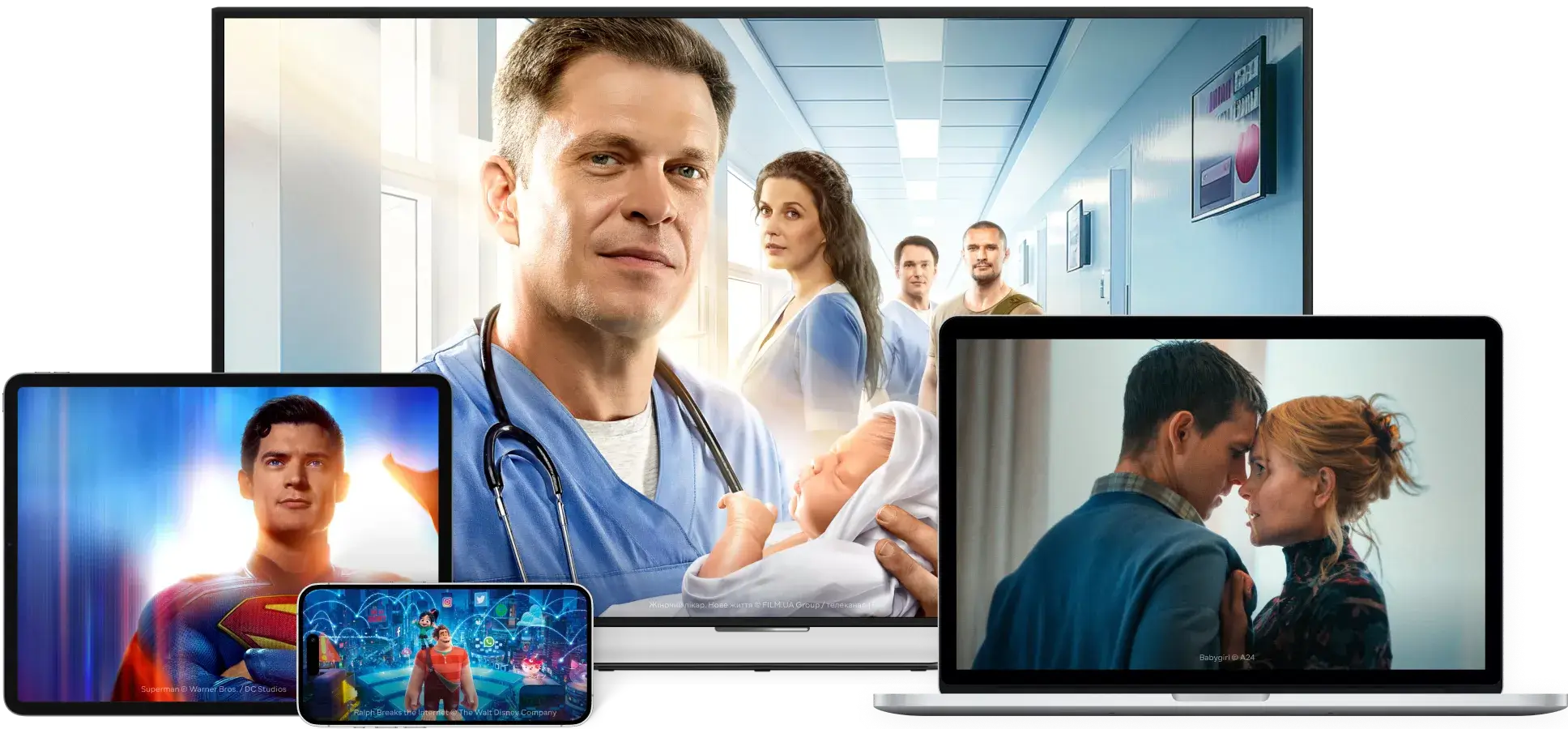 Фільми та серіали, зображені на різних пристроях