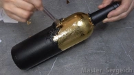 Bottle decor with imitation gold, table centrepiece diy, gold imitation table decoration