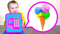 Kids play with ICE CREAM and SECURITY BOX TOY