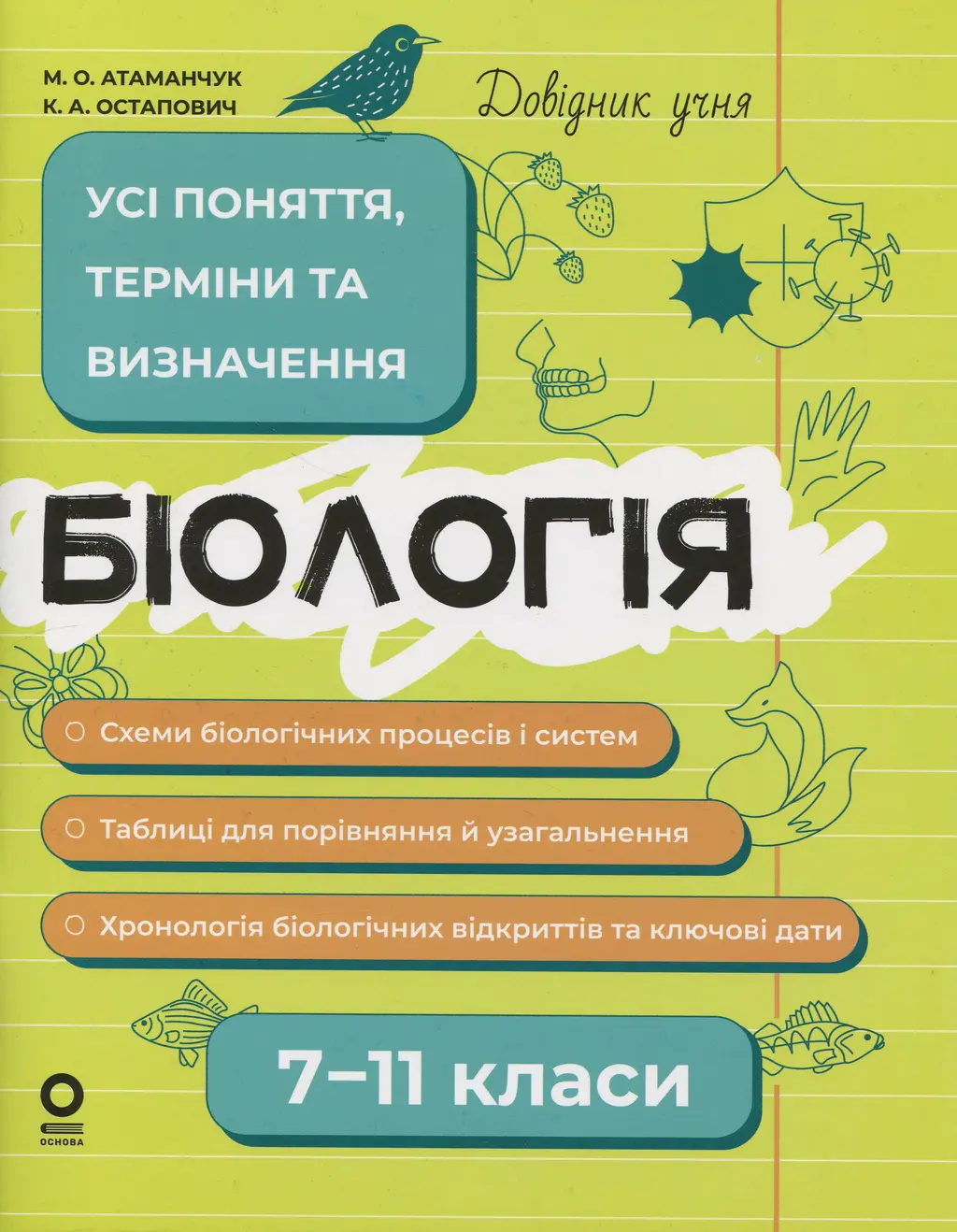 Обкладника "Біологія. Усі поняття, терміни та визначення. 7-11 класи" Обкладинка "Біологія. Усі поняття, терміни та визначення. 7-11 класи"