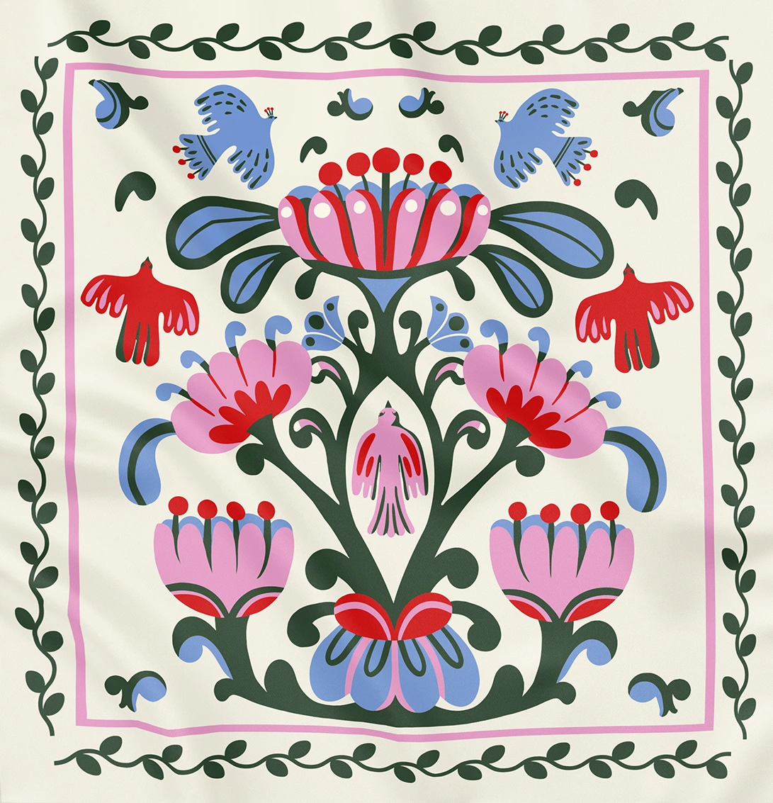 Хустка «Світове дерево» молочне