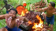 Primitive Technology - Cooking Big Octopus on a Rock Recipe | Outdoor Survival Cooking
