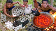 DELICIOUS Roasted Duck Eggs: Primitive Skills for Cooking & Eating in the Rainforest