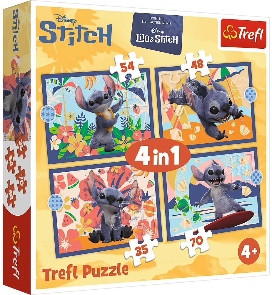 Обкладника "Пазли Trefl Disney Stitch The Movie Відпустка на Гаваях 4 в 1" Обкладинка "Пазли Trefl Disney Stitch The Movie Відпустка на Гаваях 4 в 1"