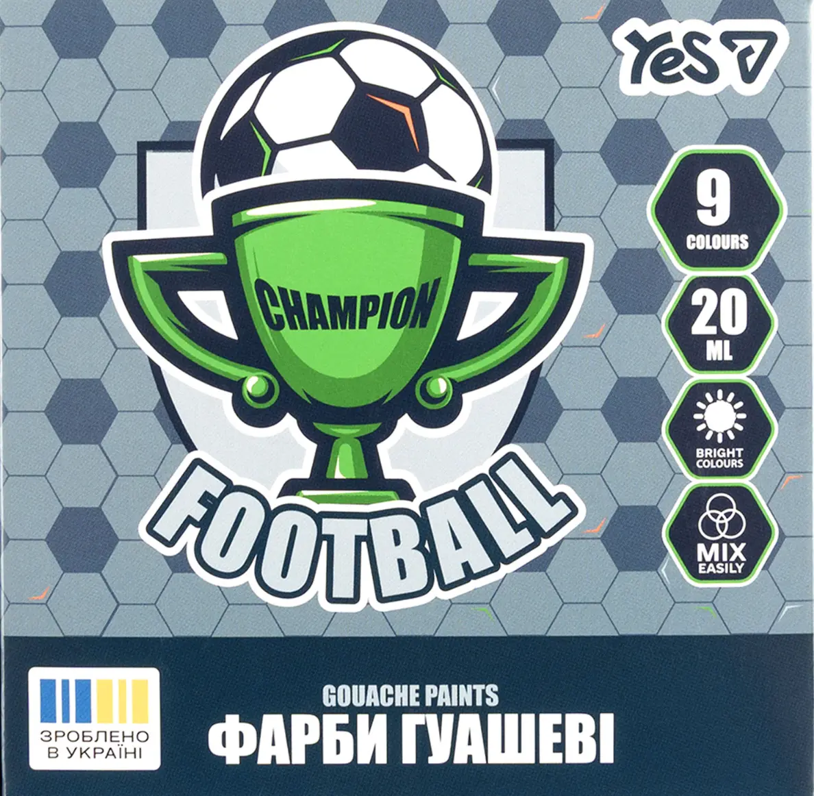 Фарби гуашеві Yes Football 9 кольорів 20 мл