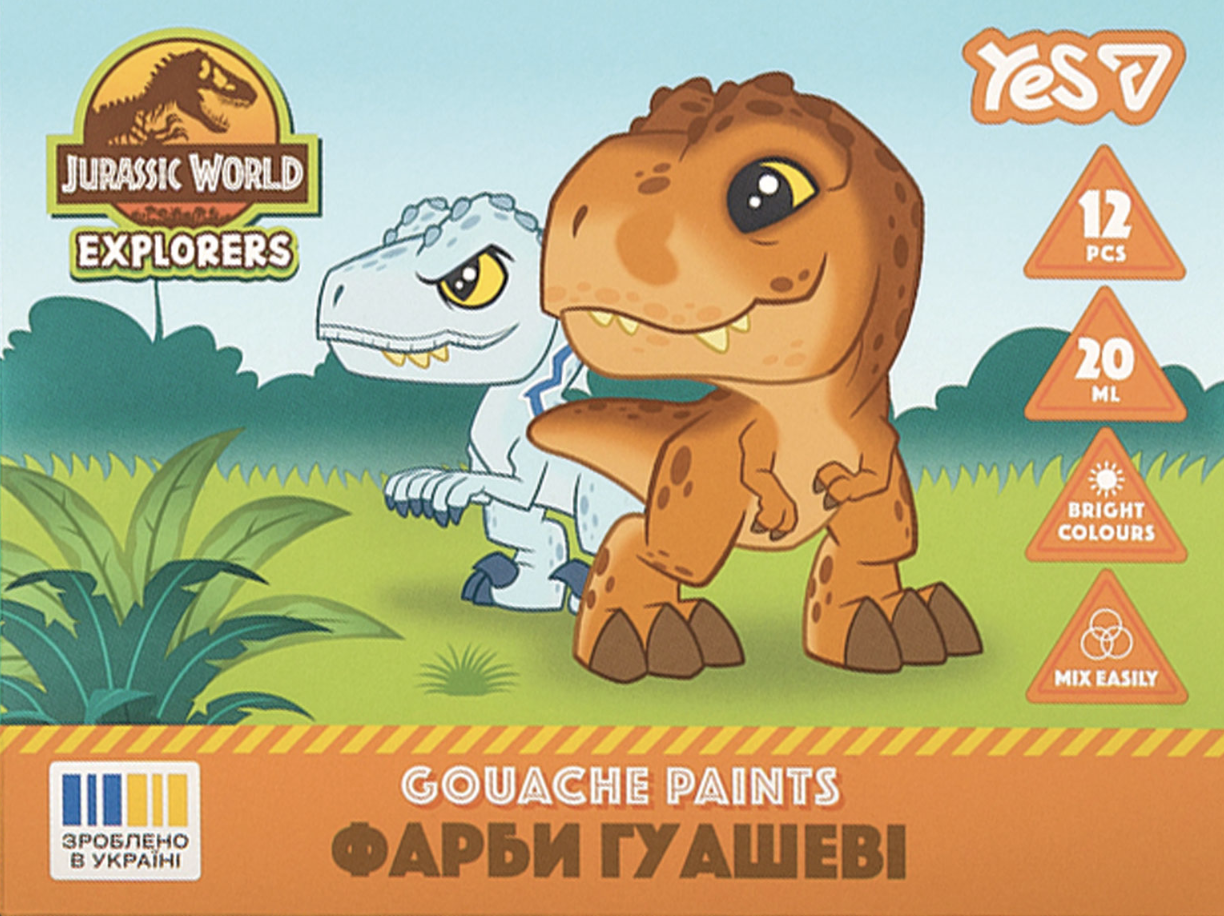 Фарби гуашеві YES Jurassic World.Kids 12 кольорів 20...