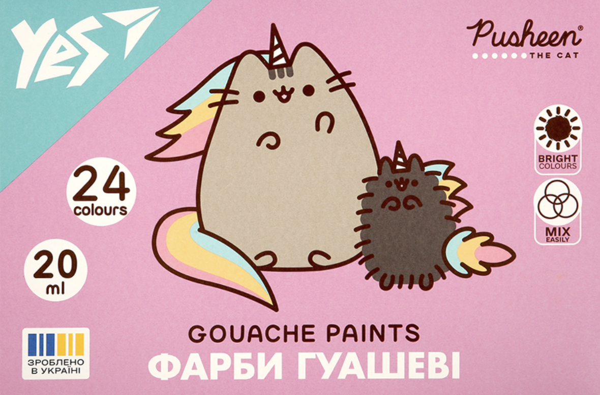 Фарби гуашеві YES Pusheen 24 ккольорів 20 мл