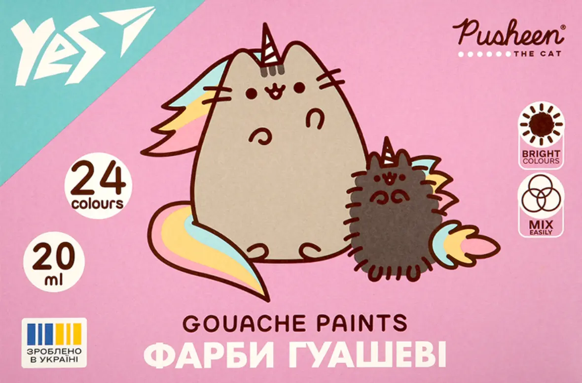 Фарби гуашеві Yes Pusheen 24 ккольорів 20 мл