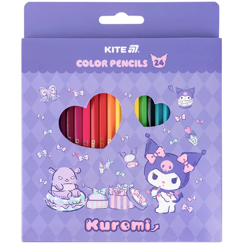 Обкладника "Олівці кольорові Kite Kuromi (24 шт)" Обкладинка "Олівці кольорові Kite Kuromi (24 шт)"