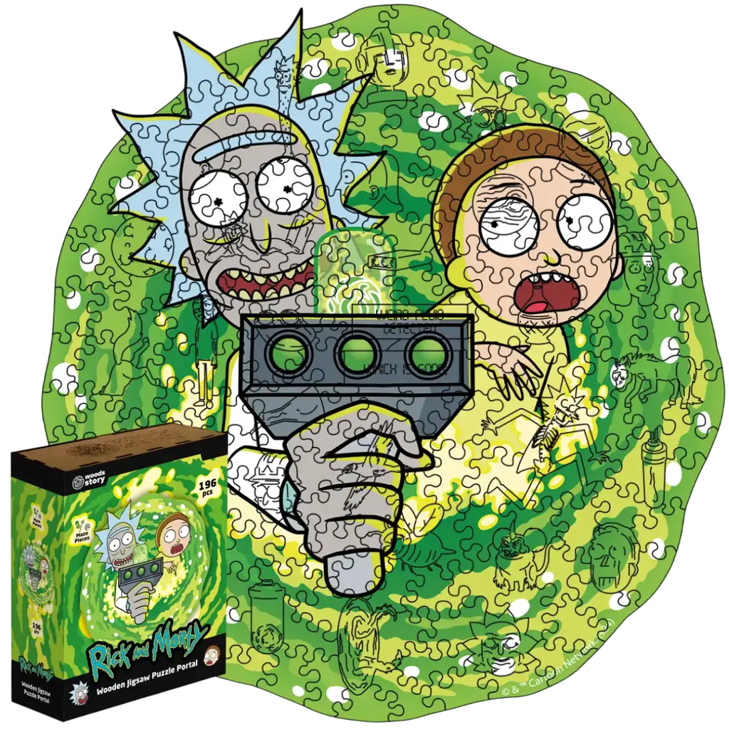 Обкладинка "Фігурний дерев'яний пазл Rick & Morty Портал (XL / А3)"