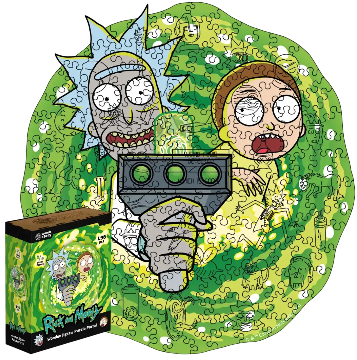Фігурний дерев'яний пазл Rick & Morty Портал (XL / А3)