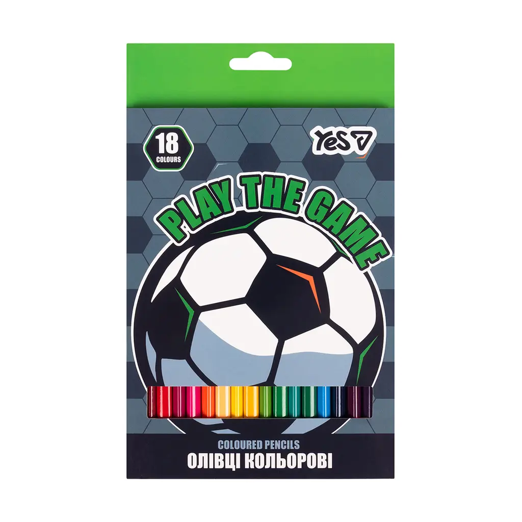Обкладинка "Олівці кольорові YES Football 18 кольорів"