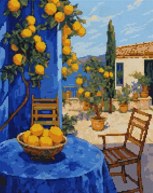 Алмазна мозаїка SANTI Лимонний дворик, 40*50 см на підрамнику