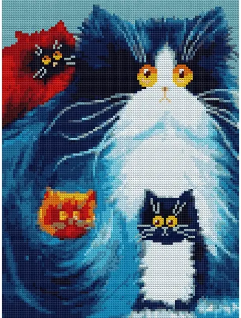 Алмазна мозаїка SANTI Пухнасті котики, 30*40 см на підрамнику