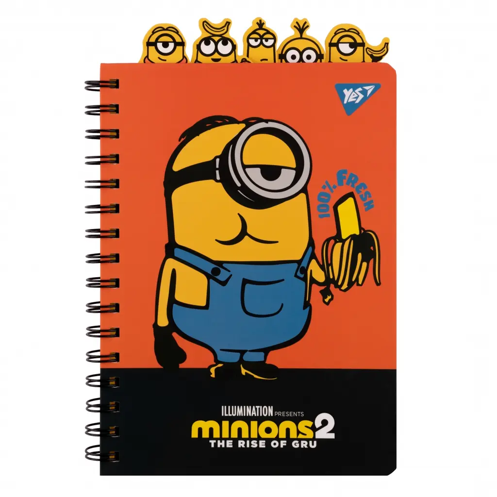 Обкладника "Блокнот YES А5, 80 л. cпіраль з фігурн. роздільниками Minions" Обкладинка "Блокнот YES А5, 80 л. cпіраль з фігурн. роздільниками Minions"