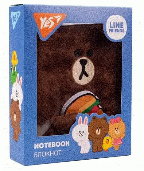 Обкладинка "Блокнот пухнастий YES Line Friends Brown"