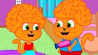 Cats Family in English - Hair Dryer Made A Magical Hairstyle Animation