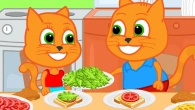 Cats Family in English - Homemade Sandwiches Animation