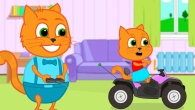 Cats Family in English - Remote Control Car Cartoon for Kids