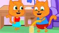 Cats Family in English - Slime vs Cleaning Cartoon for Kids