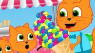 Cats Family in English - Big ice cream for daddy Cartoon for Kids